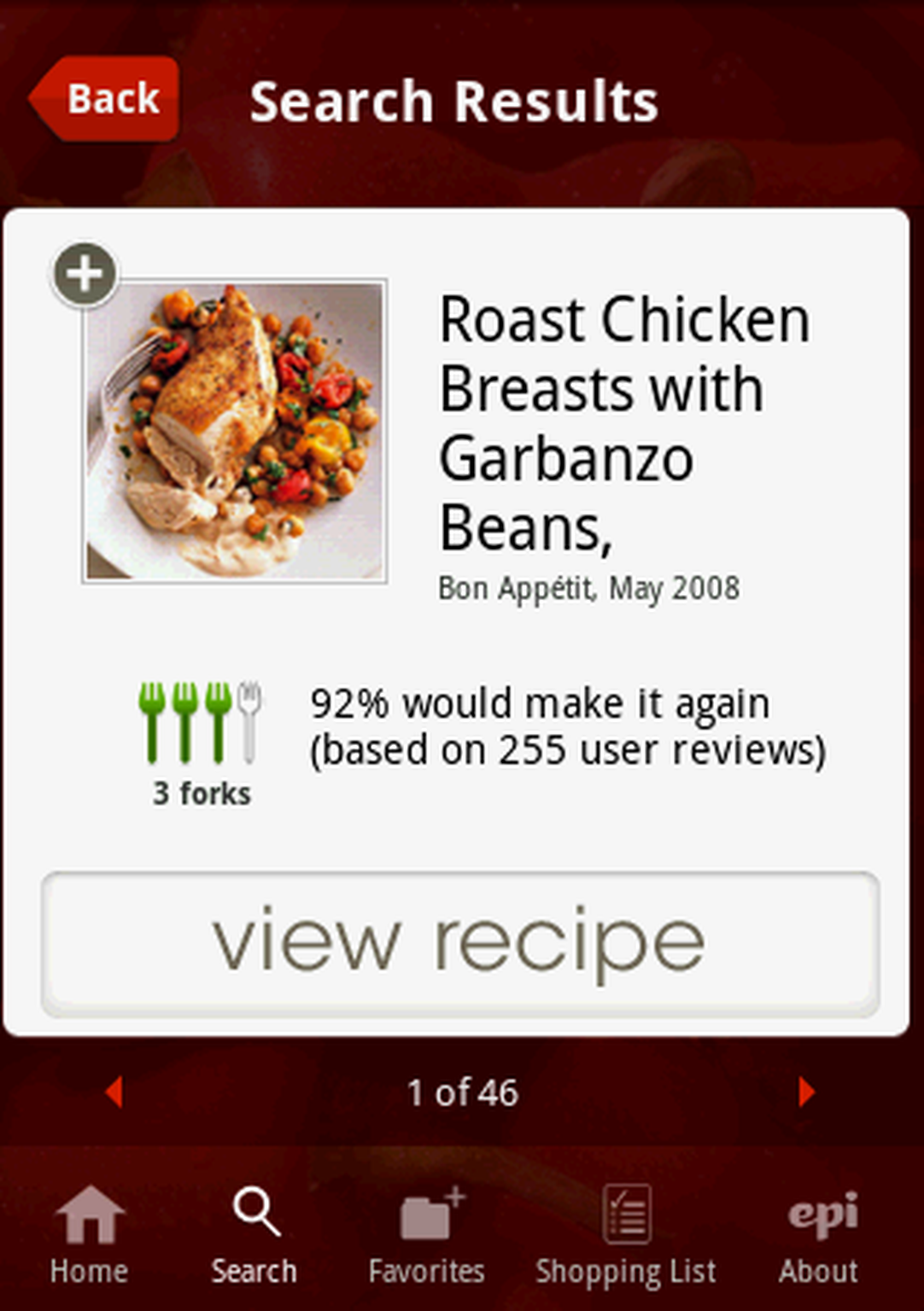 Epicurious recipe app for Android: Food for hungry robots