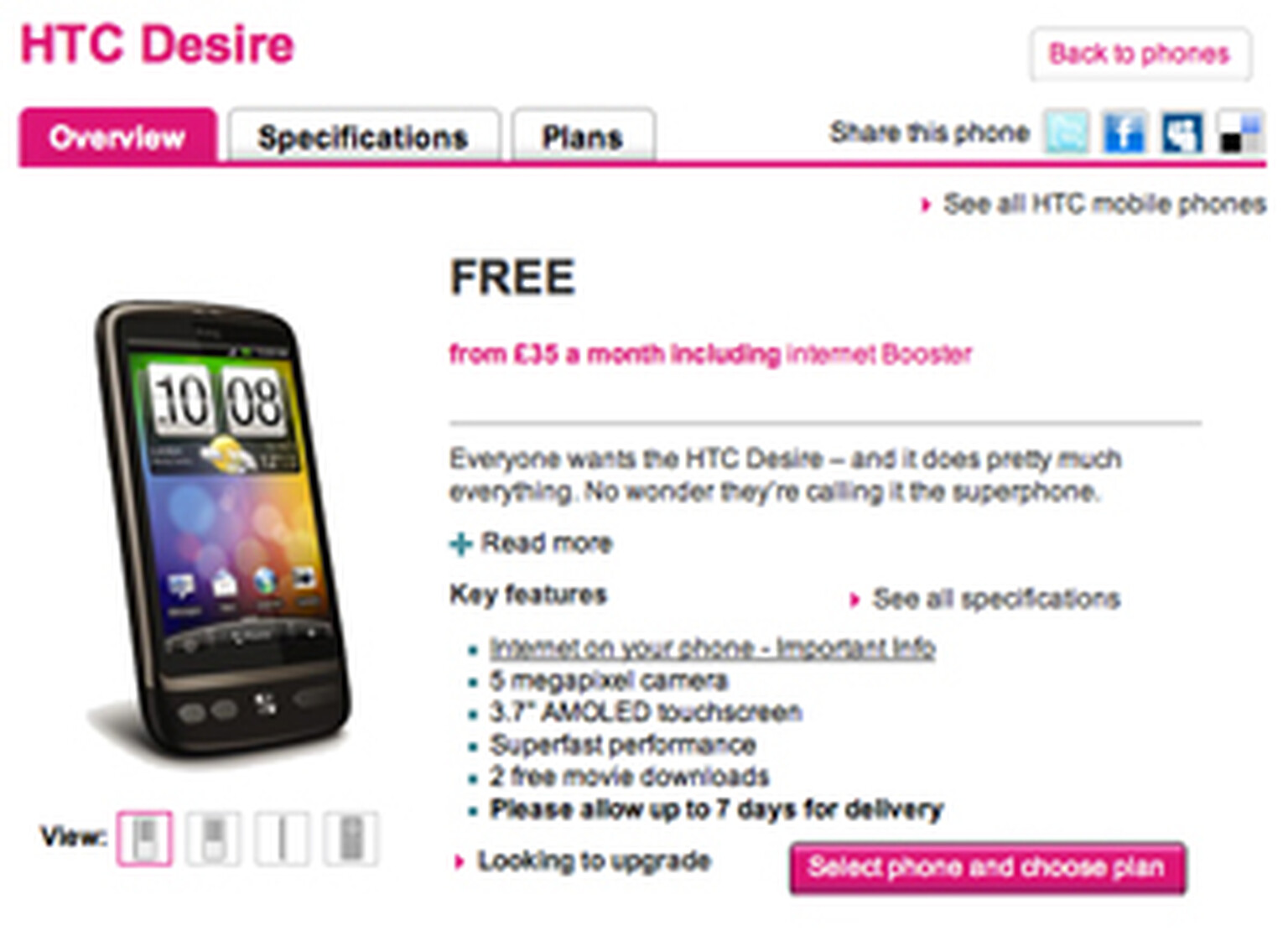 T-Mobile HTC Desire pops up online in black