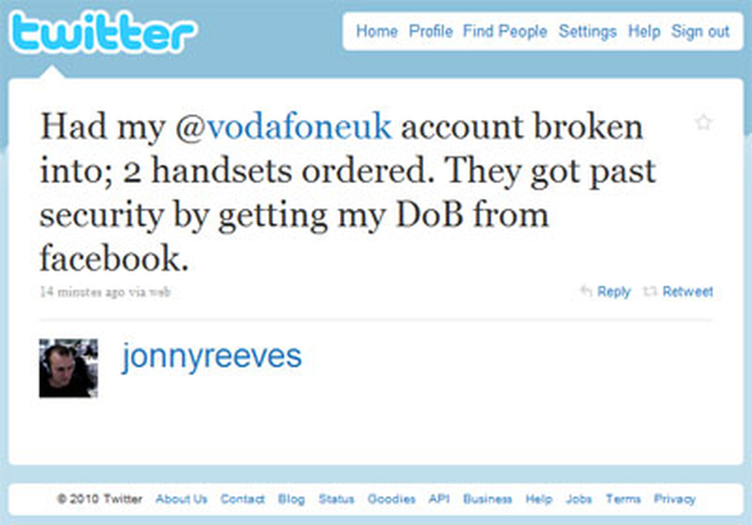 Vodafone account broken into using Facebook data