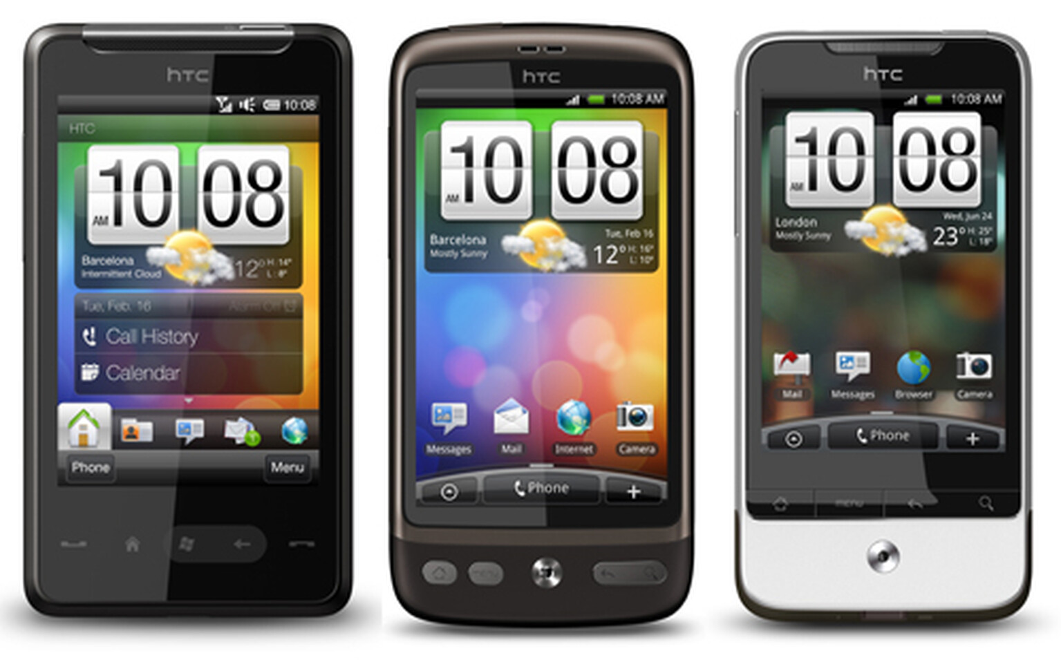 HTC Legend vs HTC Google Nexus One vs HTC Desire vs HTC HD mini