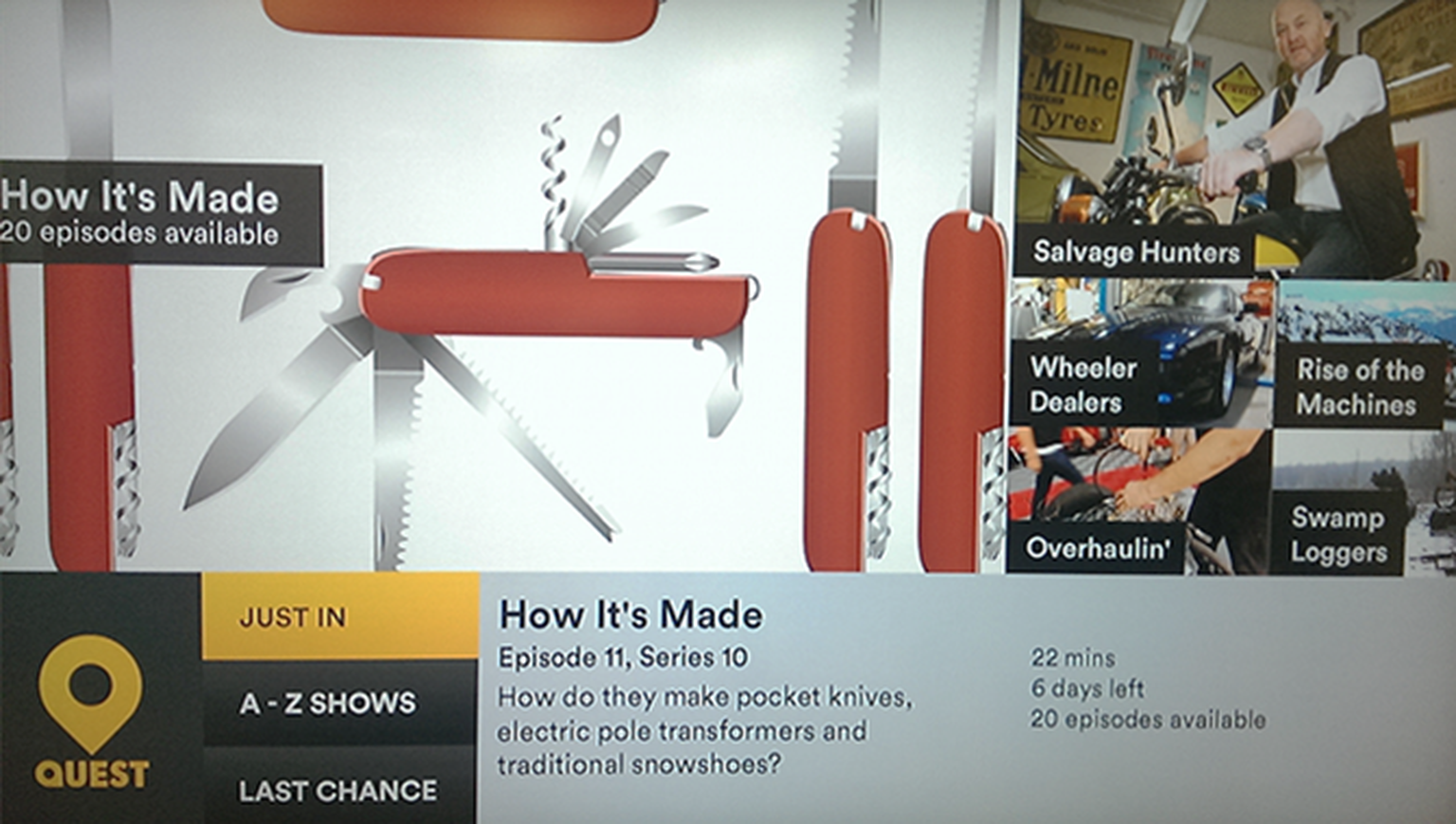 YouView adds Quest On Demand to its catch-up collection