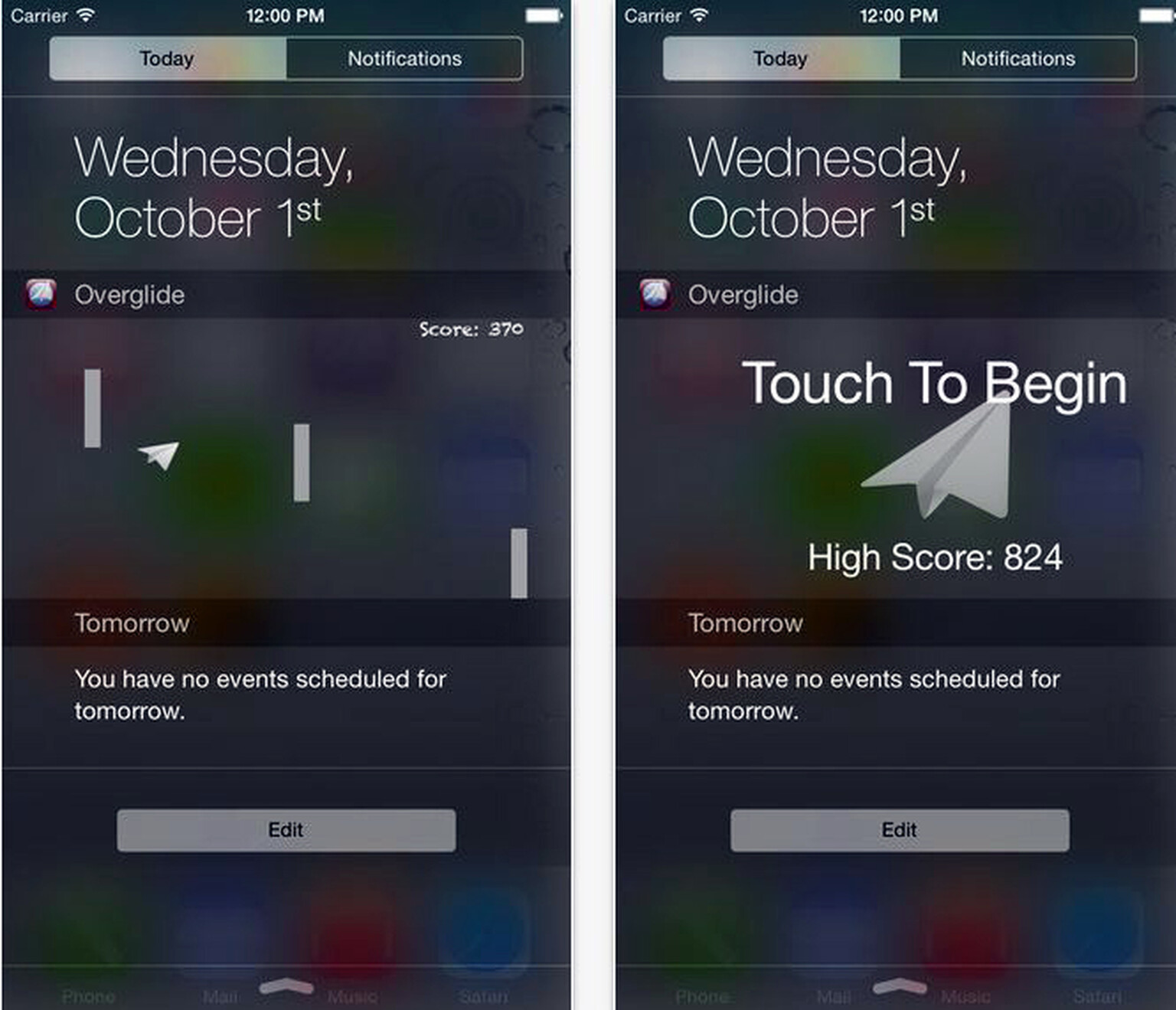Overglide: the iOS game that lives in your notifications centre