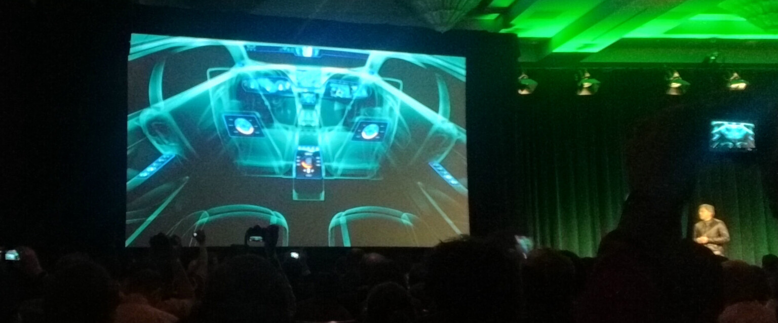 Nvidia's car of the future revealed at CES, with deep learning auto pilot and so many touchscreens...