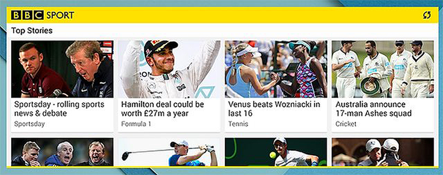BBC Sport app getting jiggy widgets on iOS and Android