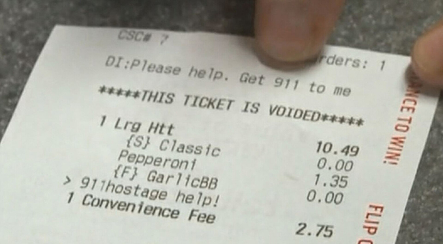 Hostage alerts police using a pizza delivery app