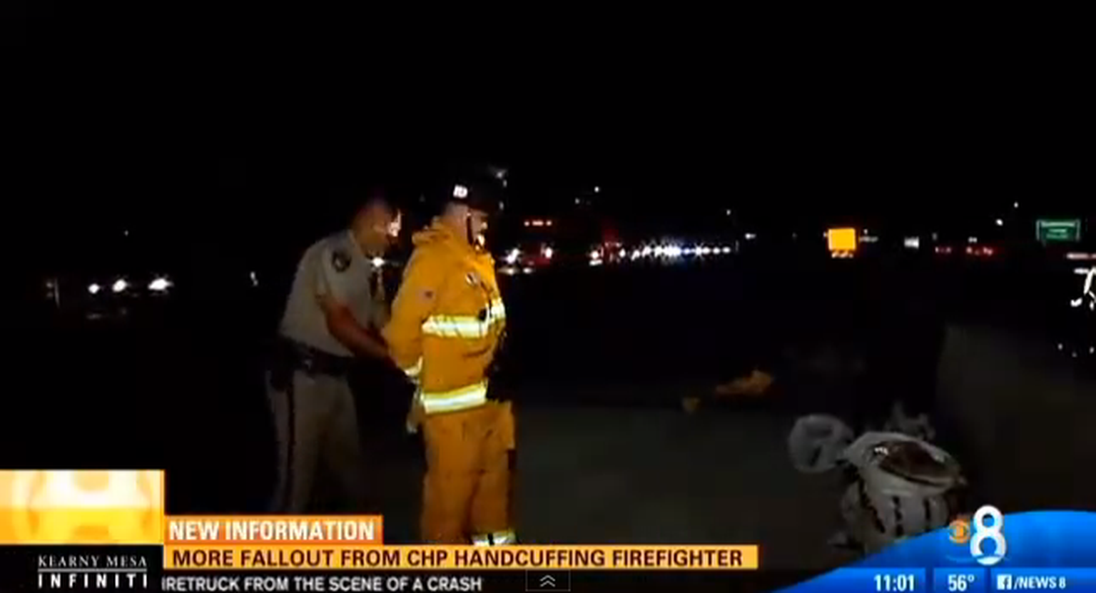 Police officer arrests fire fighter as he attended to crash victims