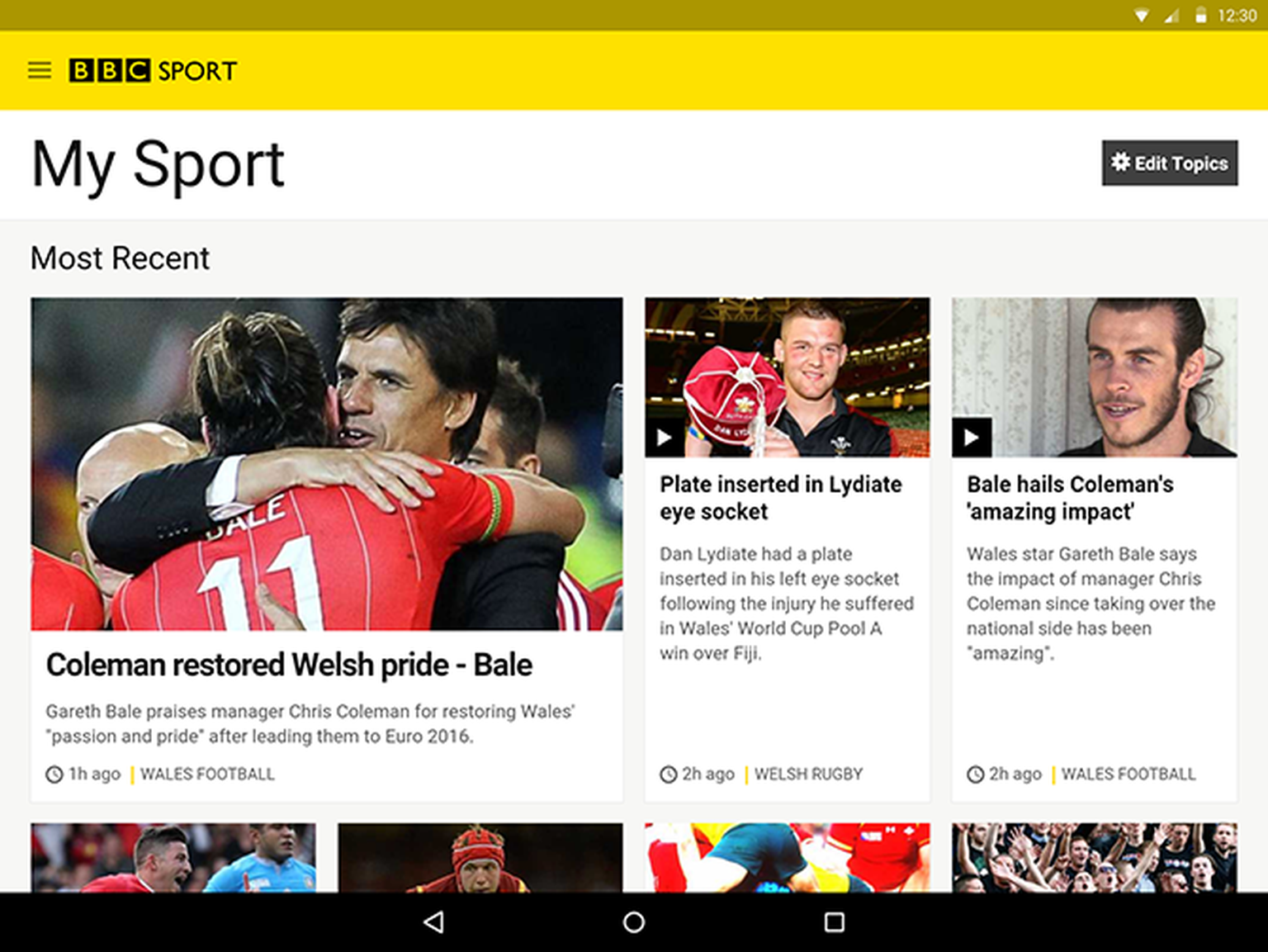 BBC's My Sport update for iOS and Android lets you personalise news feeds