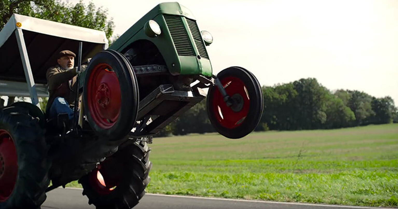 Watch a 419bhp V8 tractor pull a wheelie because it can