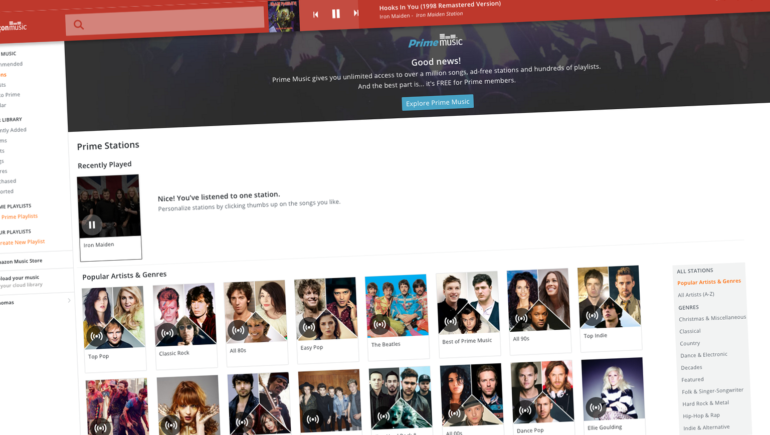 Iron Maiden and Katy Perry rub shoulders on Amazon Prime Music Stations