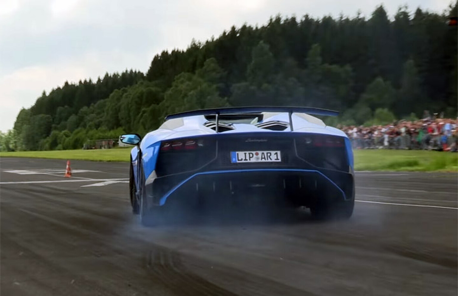 Watch a Lamborghini Aventador LP 750-4 SV narrowly avoid hitting a cameraman