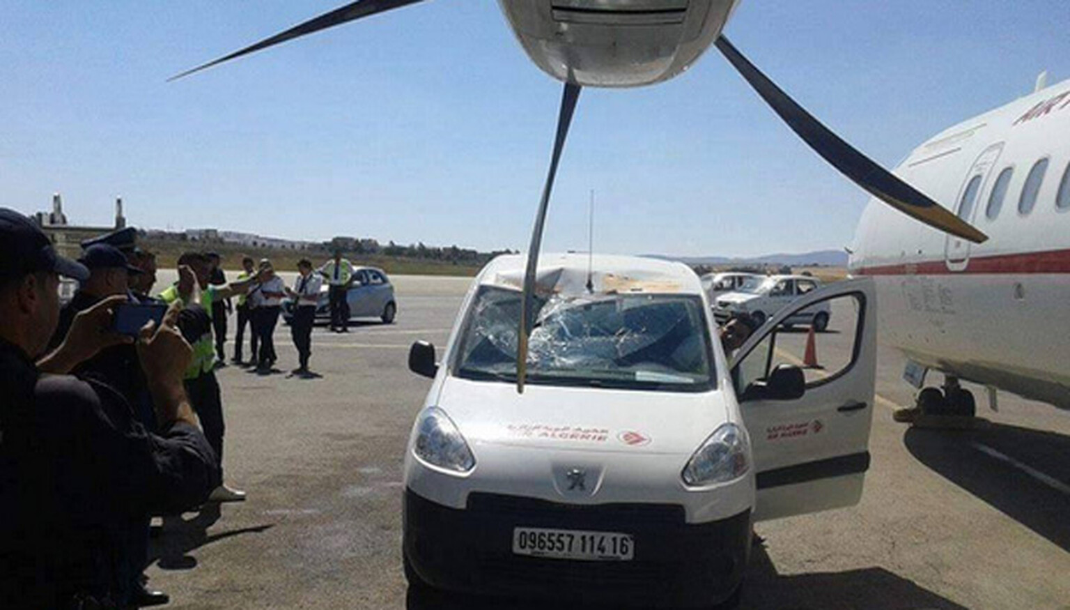 That awkward moment when you drive into an airplane propeller