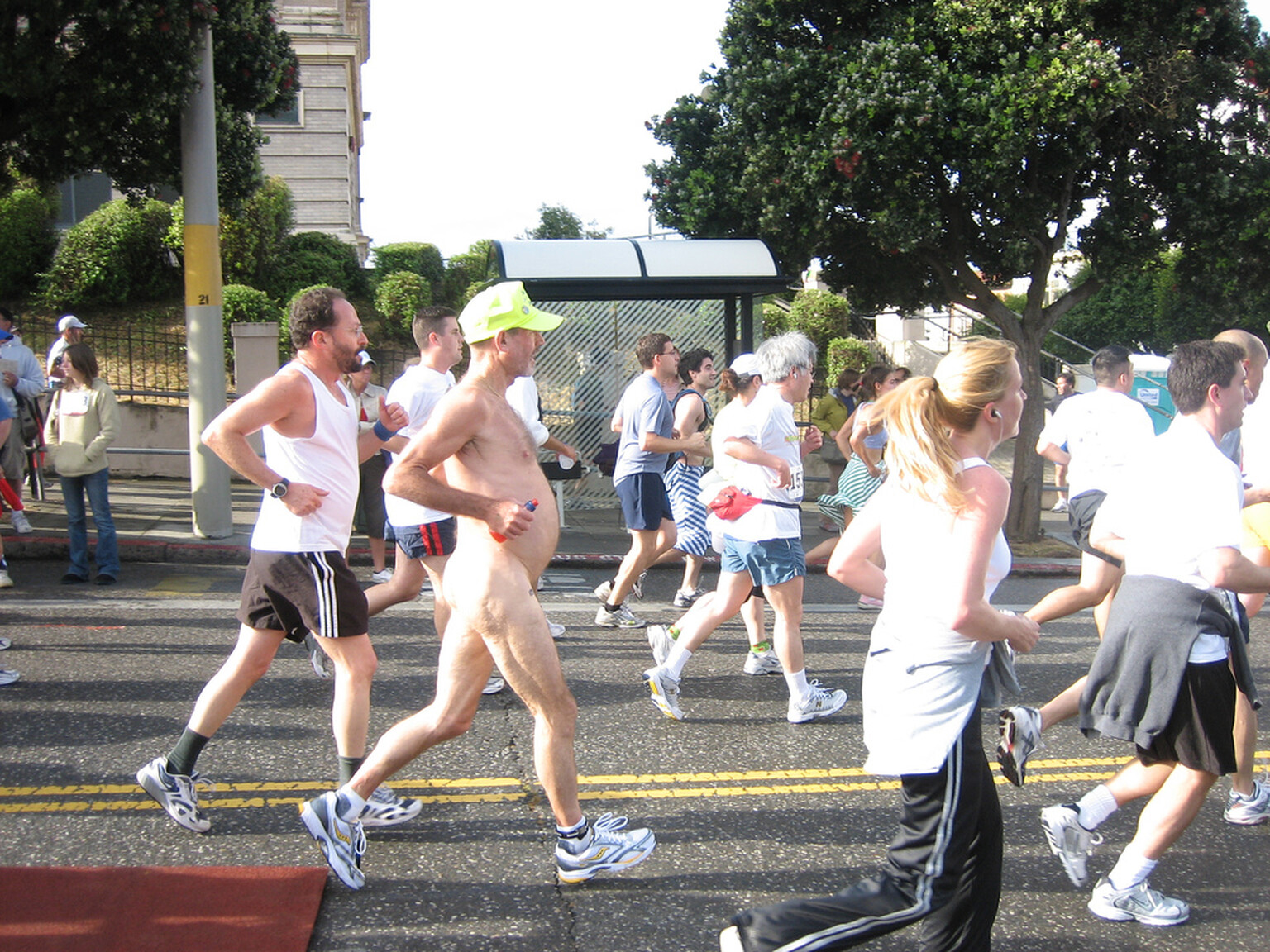 Naked man killed while doing push ups in the street