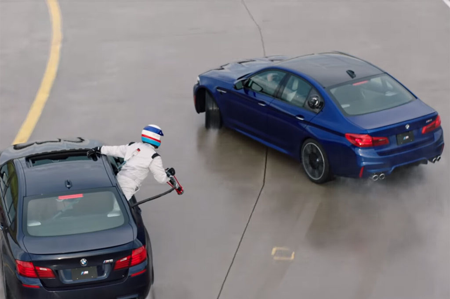 Watch the new BMW M5 break a drifting world record (and refuel mid-stunt)