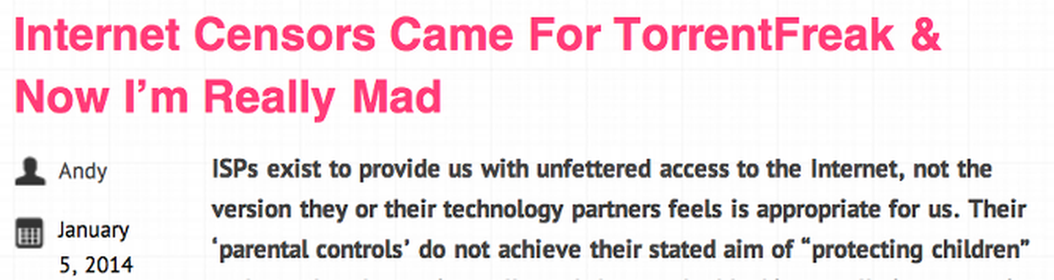 News site TorrentFreak blacklisted by Sky Broadband Shield parental control
