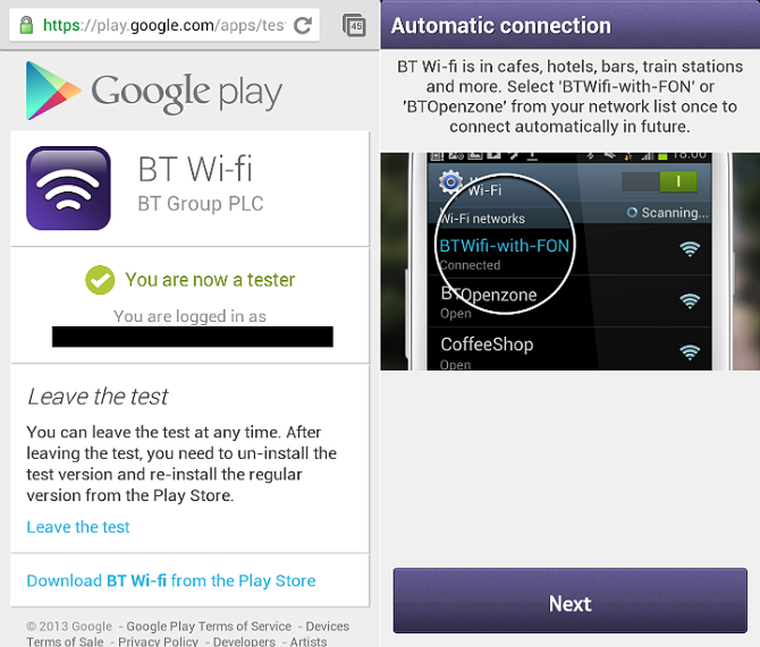 Stop connecting to BT FON at home with the BT Wi-fi for Android app beta