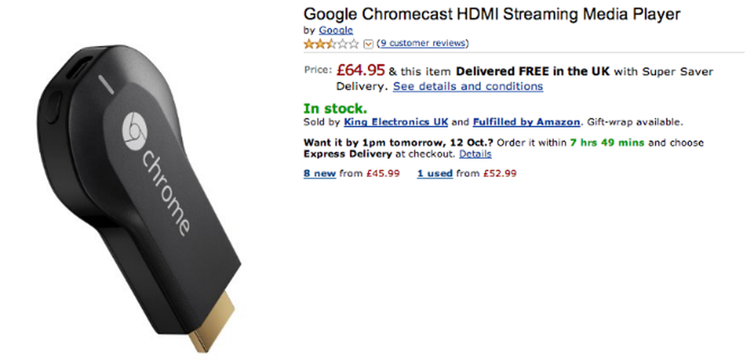 Chromecast hits Amazon UK for £65