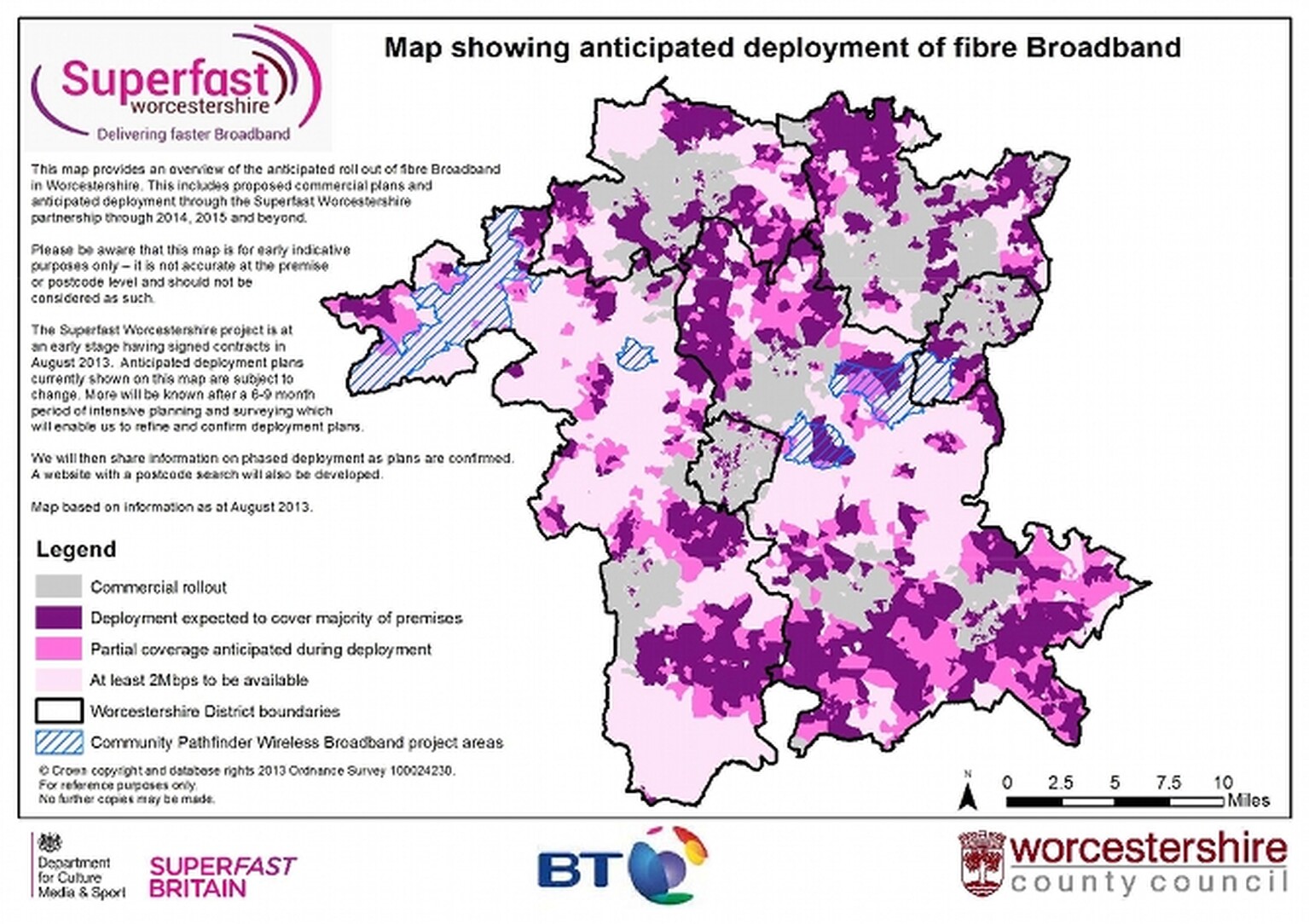 Worcestershire publishes draft BDUK superfast broadband coverage map