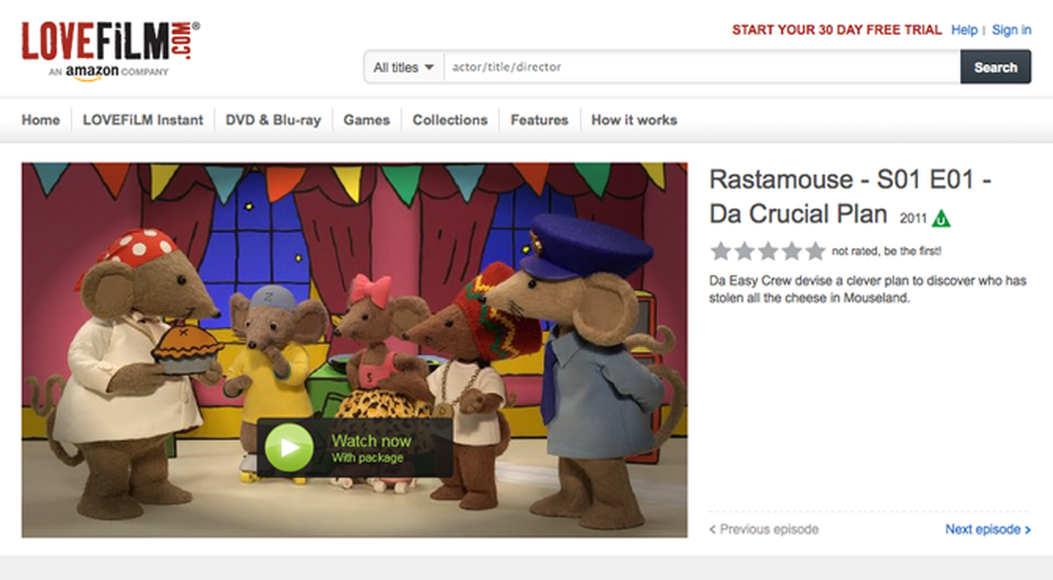Lovefilm Instant sign up Curious George, Rastamouse and other kids favourites