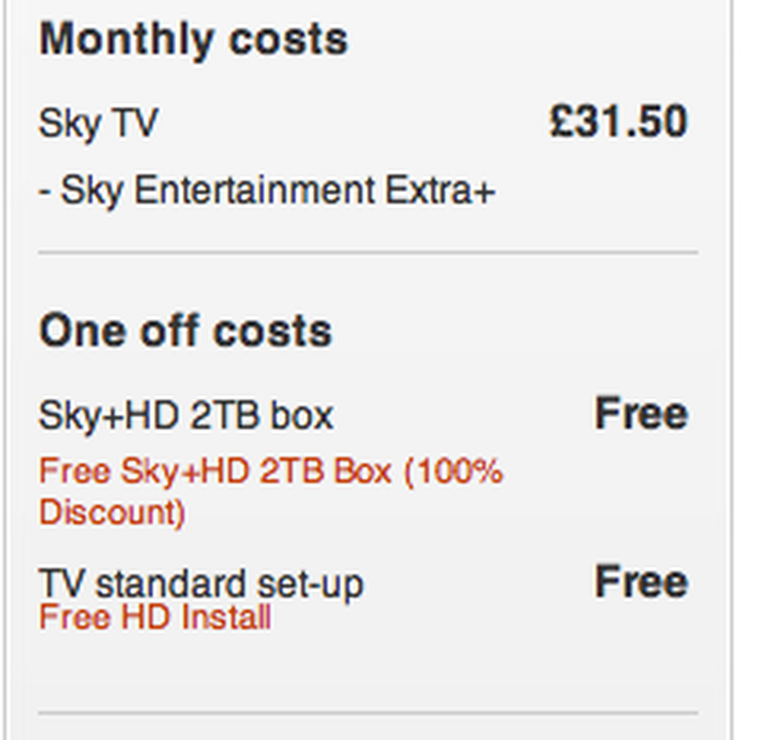 Sky+HD 2TB is completely free with new ANY TV package