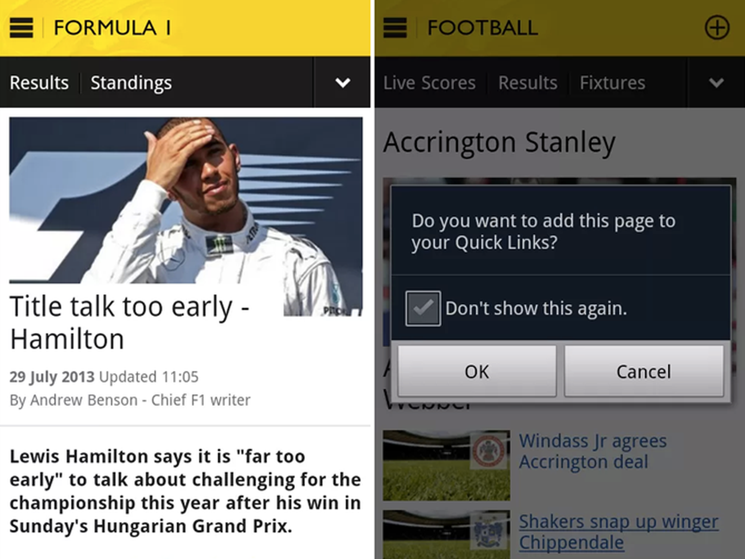 BBC Sport app updates for Kindle Fire, adds Quick Link shortcuts