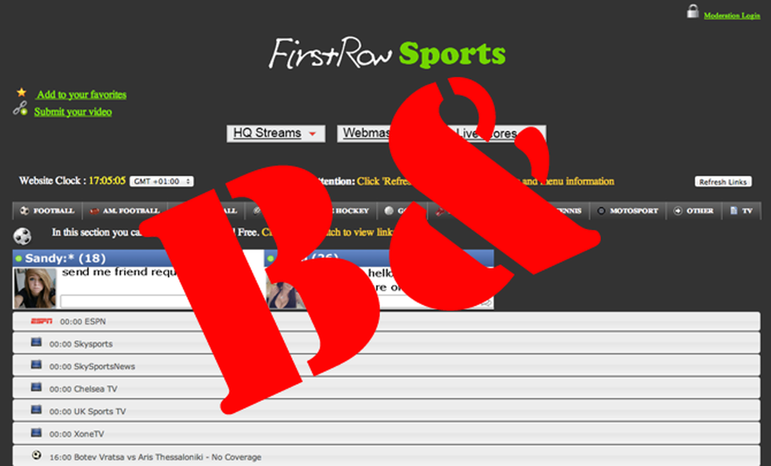 BT, Sky, Virgin Media, TalkTalk and EE to block First Row Sports - UPDATED