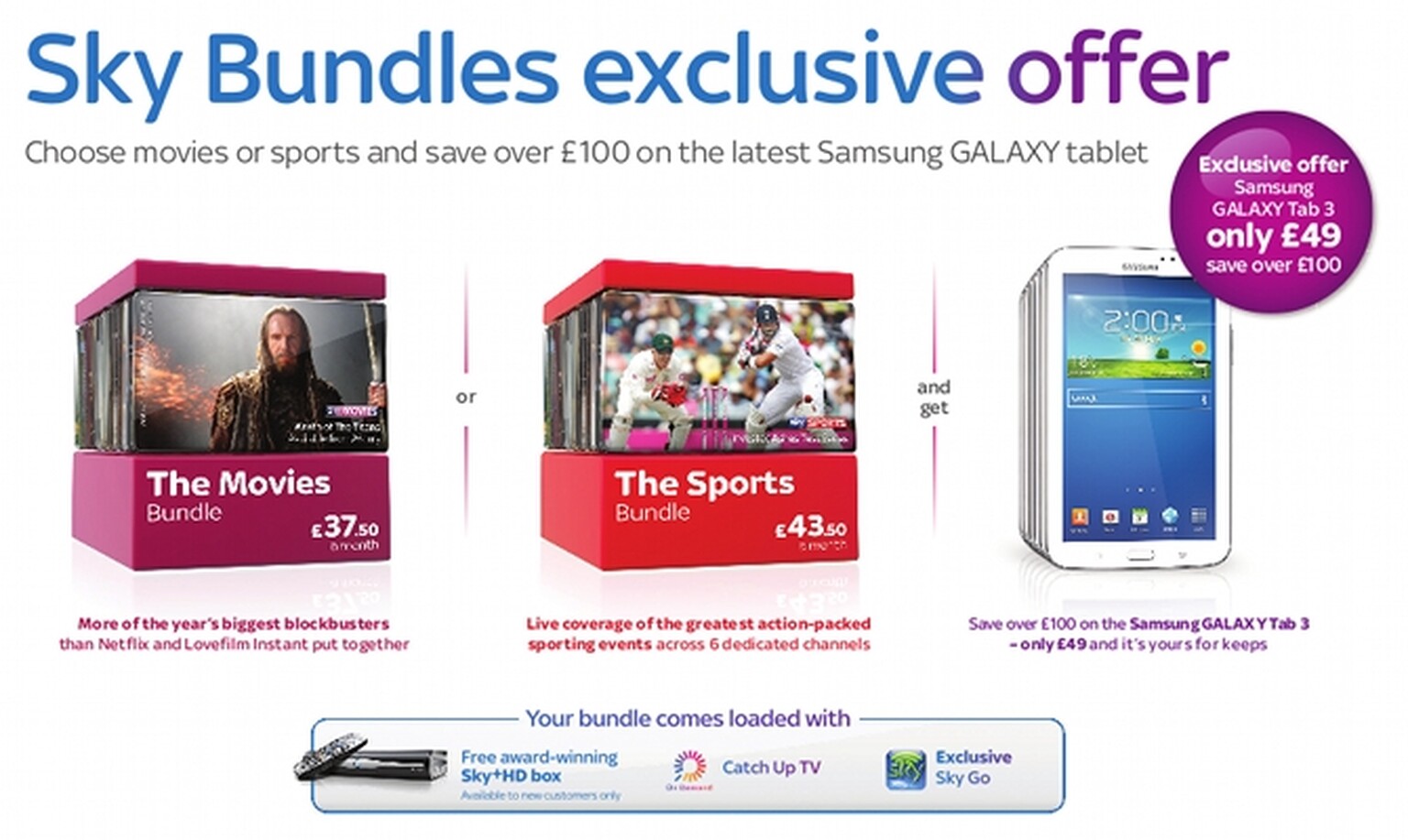 Sky bundles £49 Samsung Galaxy Tab 3 for new Sports and Movies sign-ups