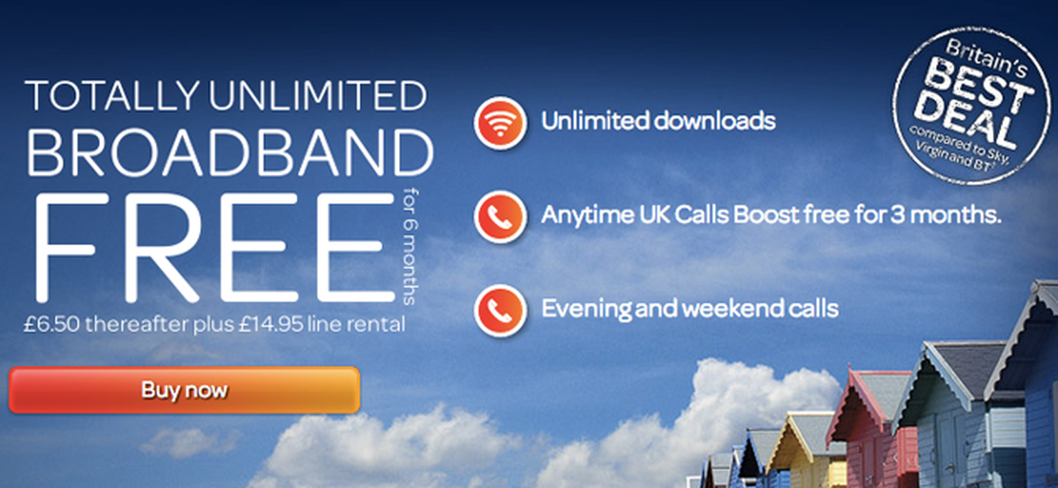 TalkTalk unlimited broadband free for 6 months