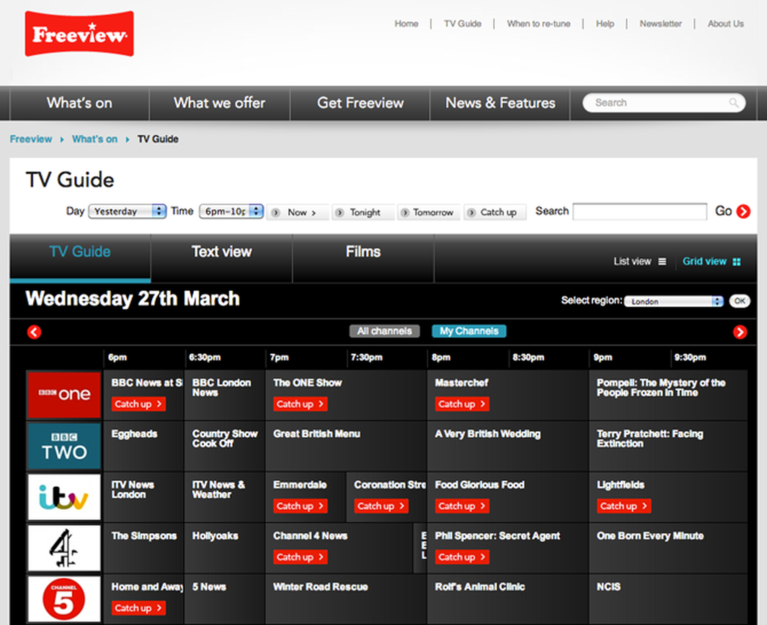 Freeview apes YouView with backwards programme guide - on the web