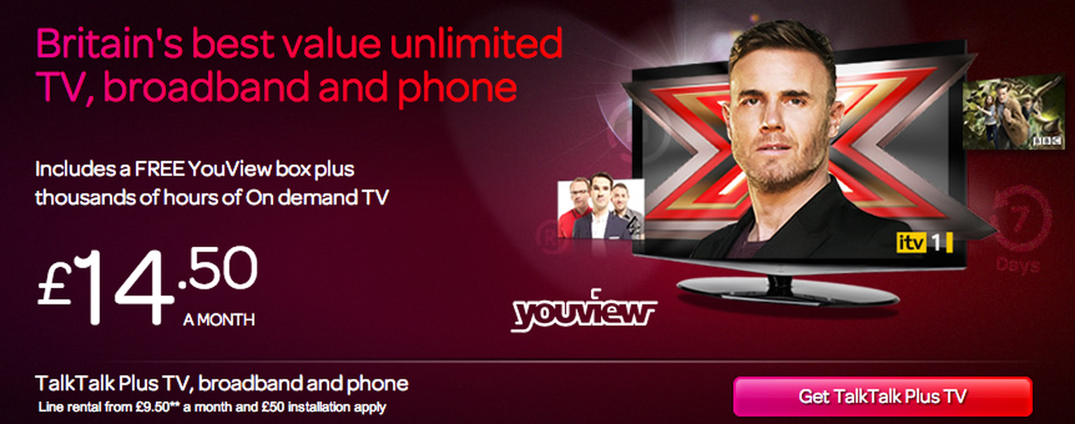 TalkTalk Plus: Free LoveFilm, YouView and TalkTalk TV for £14.50 a month
