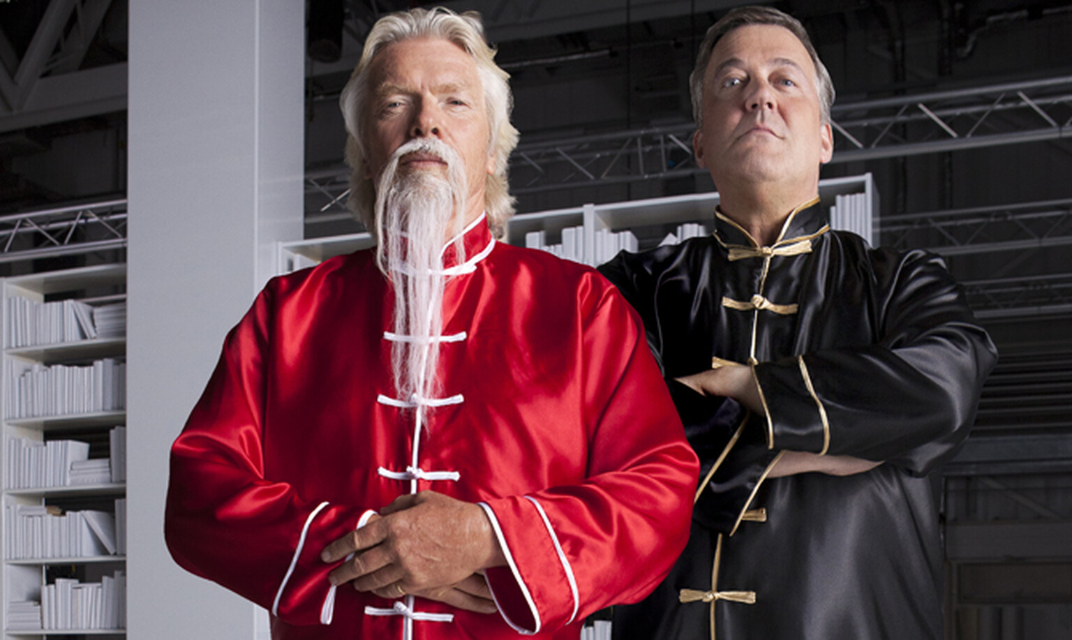 Stephen Fry and Richard Branson kung fu fighting for Virgin Media TiVo