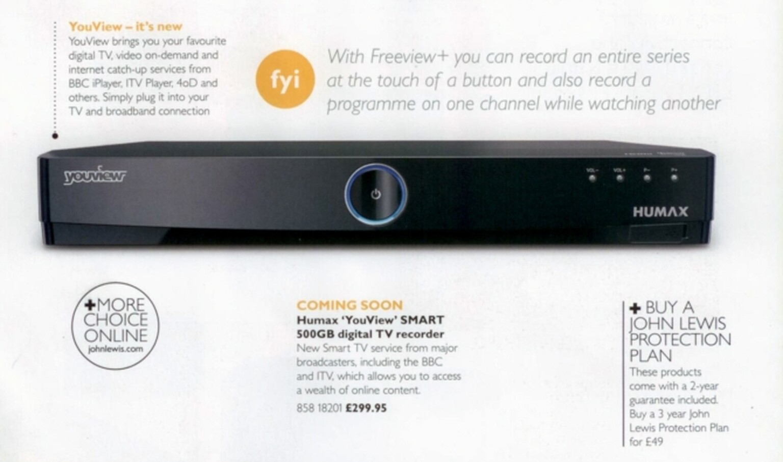 YouView and Humax join the John Lewis line-up