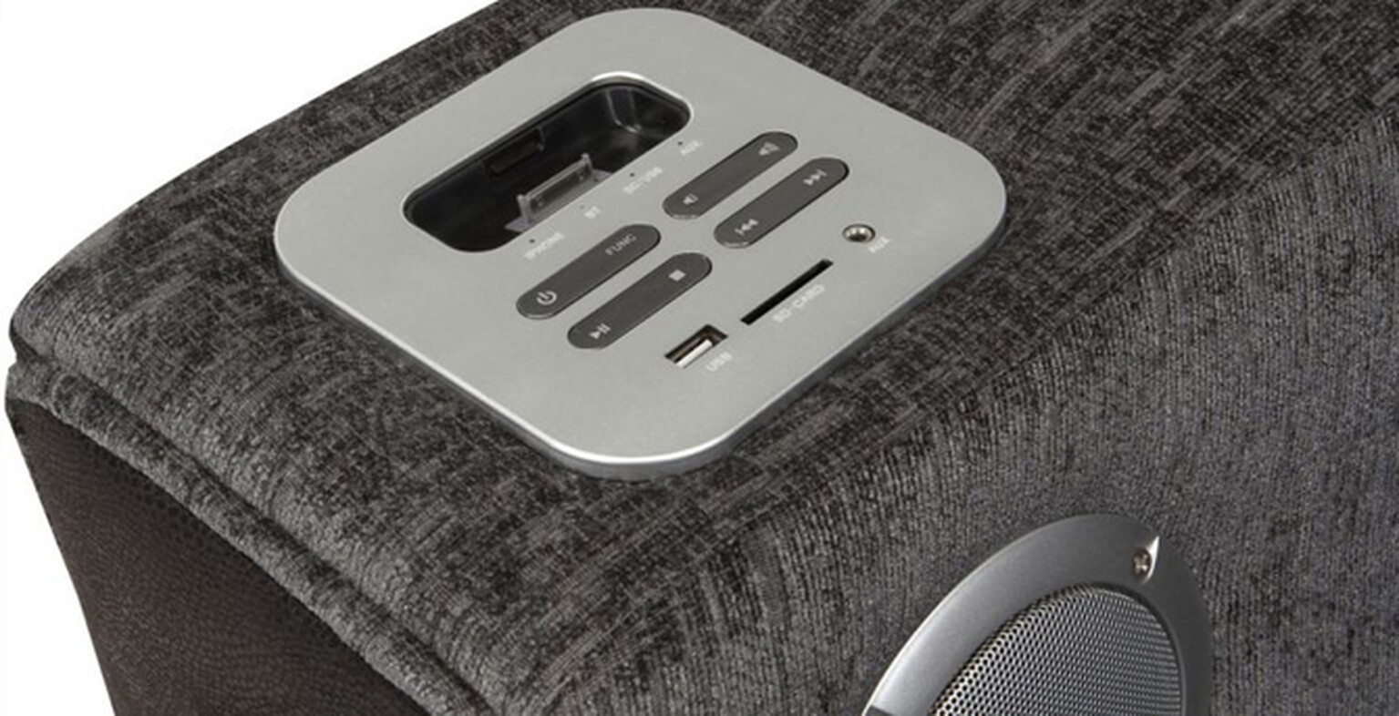 Sofa with iPhone dock and Bluetooth speakers: Digital Home