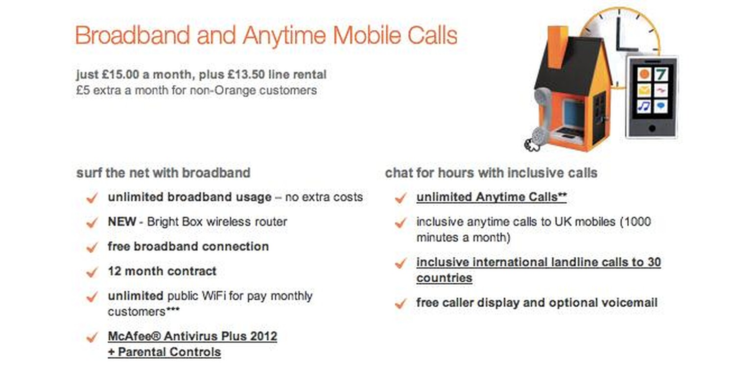 Orange offers 1,000mins call-to-mobile + broadband