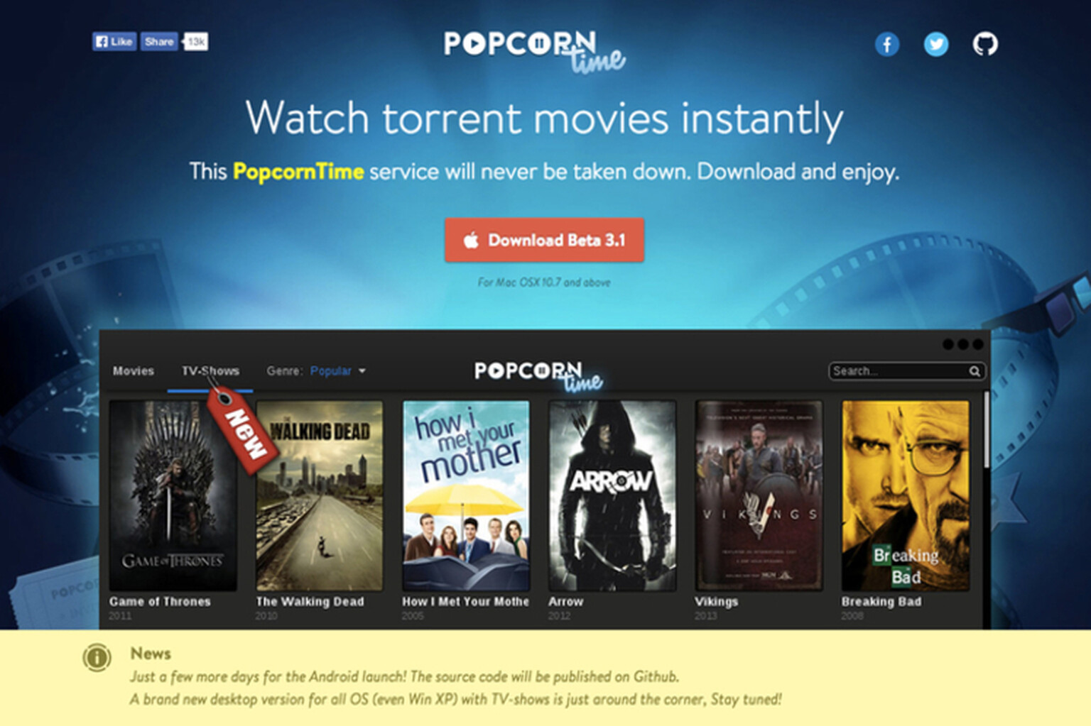 Popcorn Time adds Chromecast and VPN secrecy for Windows