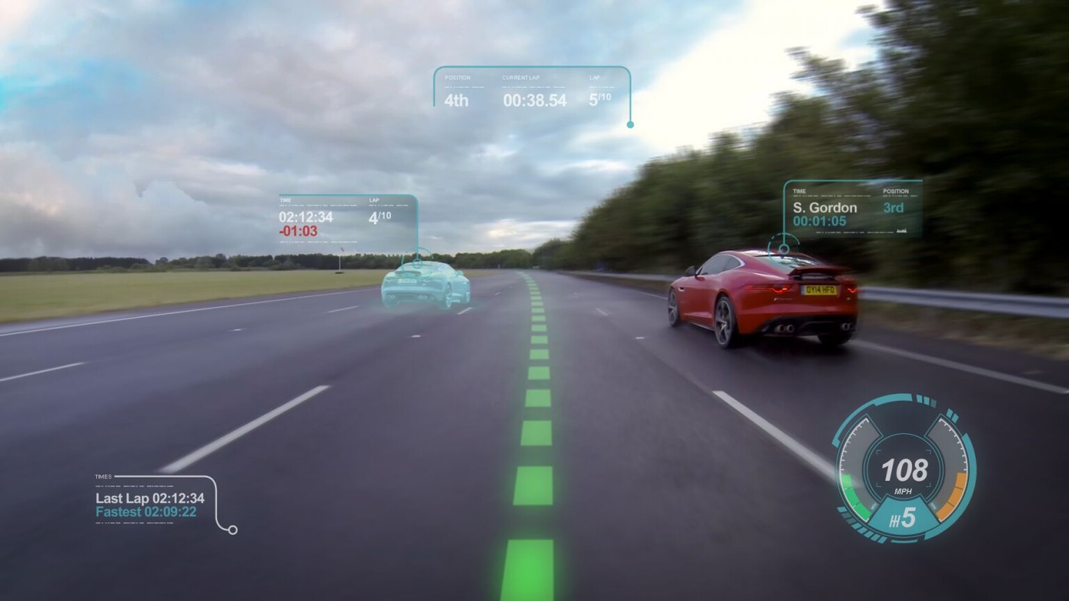 Jaguar's Virtual Windscreen lets you race your augmented reality mates