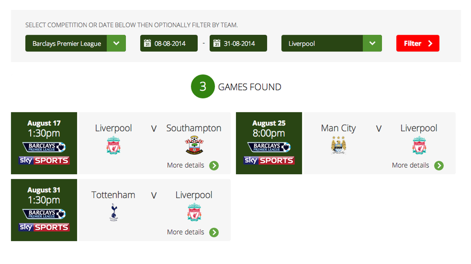 Virgin launches Premier League and Sky Bet Championship match finder