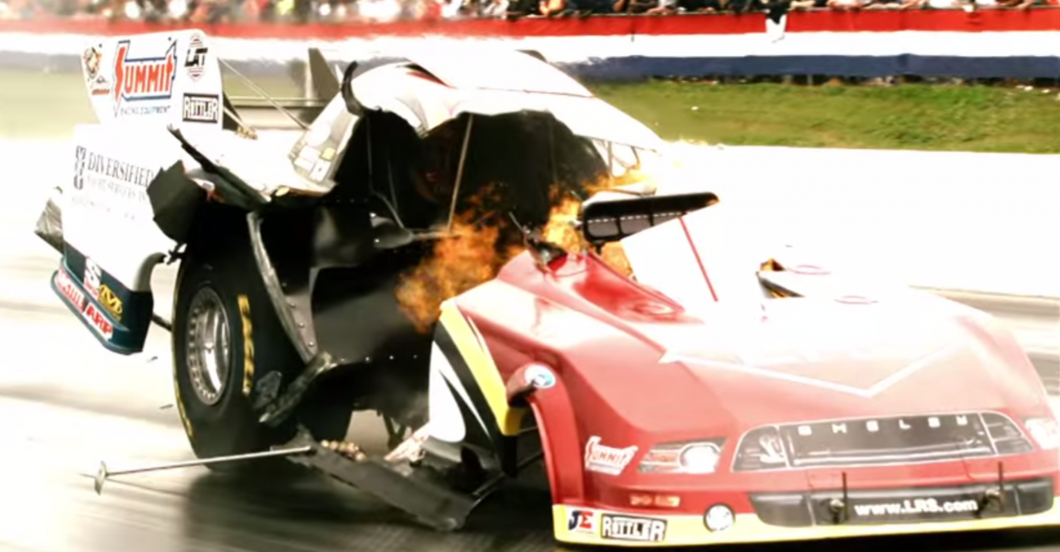 Watch these drag racers explode in gratuitous slow motion