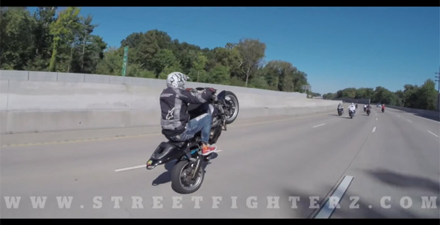 Pulling wheelies on a superbike on public roads is a bad idea