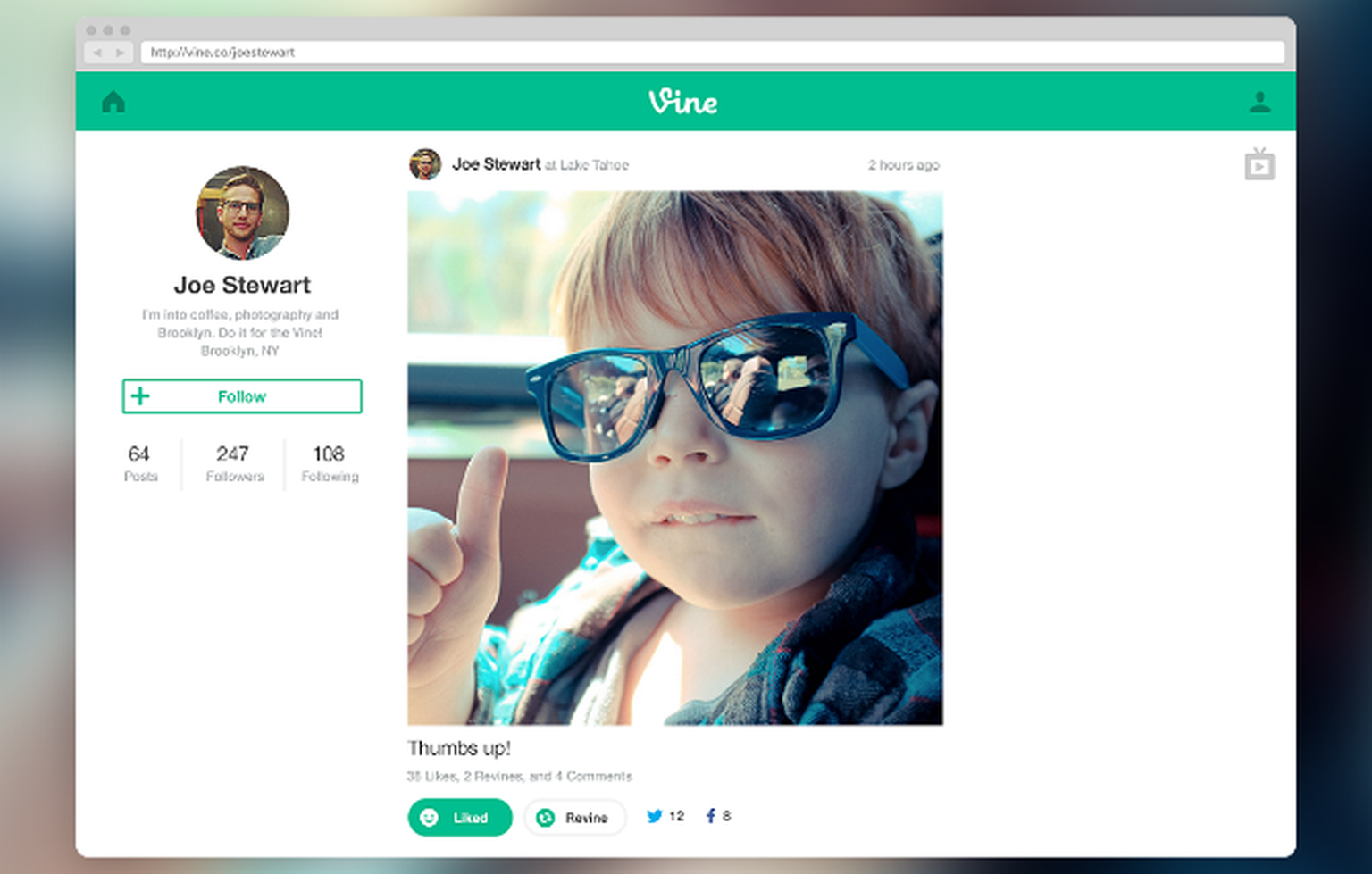 Vine web profiles and fullscreen mode swing on to TVs