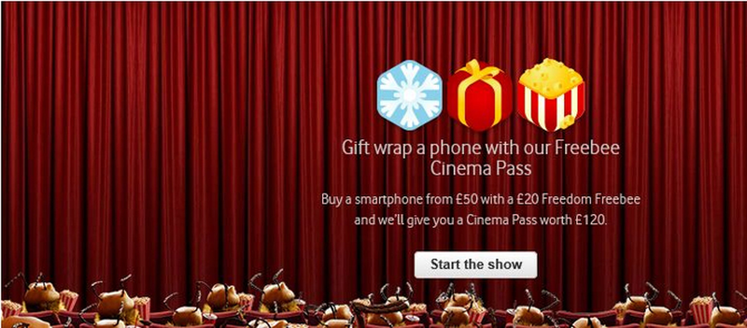 Vodafone £120 Freebee Rewardz Cinema Pass rivals Orange Wednesdays
