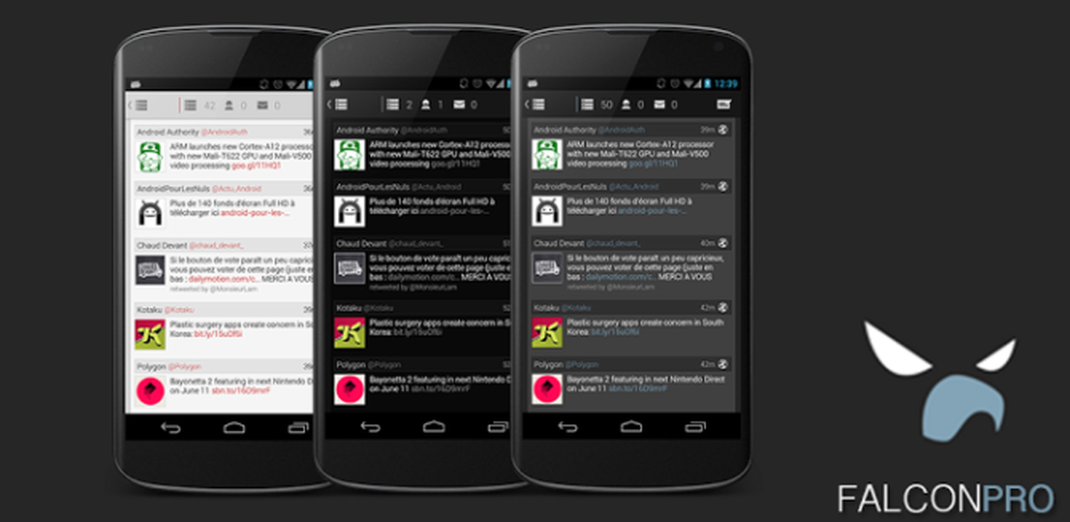 Falcon Pro for Android update adds multi-account support and themes