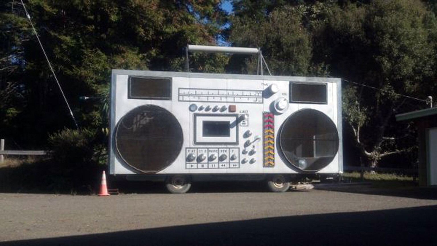Rockbox is a 125-decibel boombox on wheels