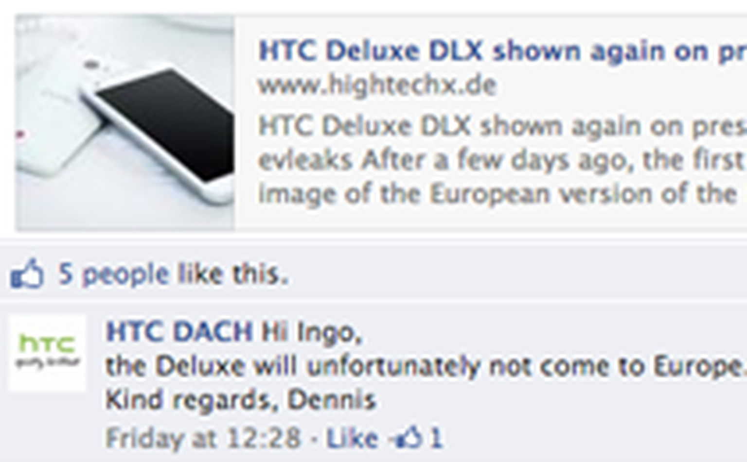 HTC Deluxe may not be making it to Europe say HTC Germany