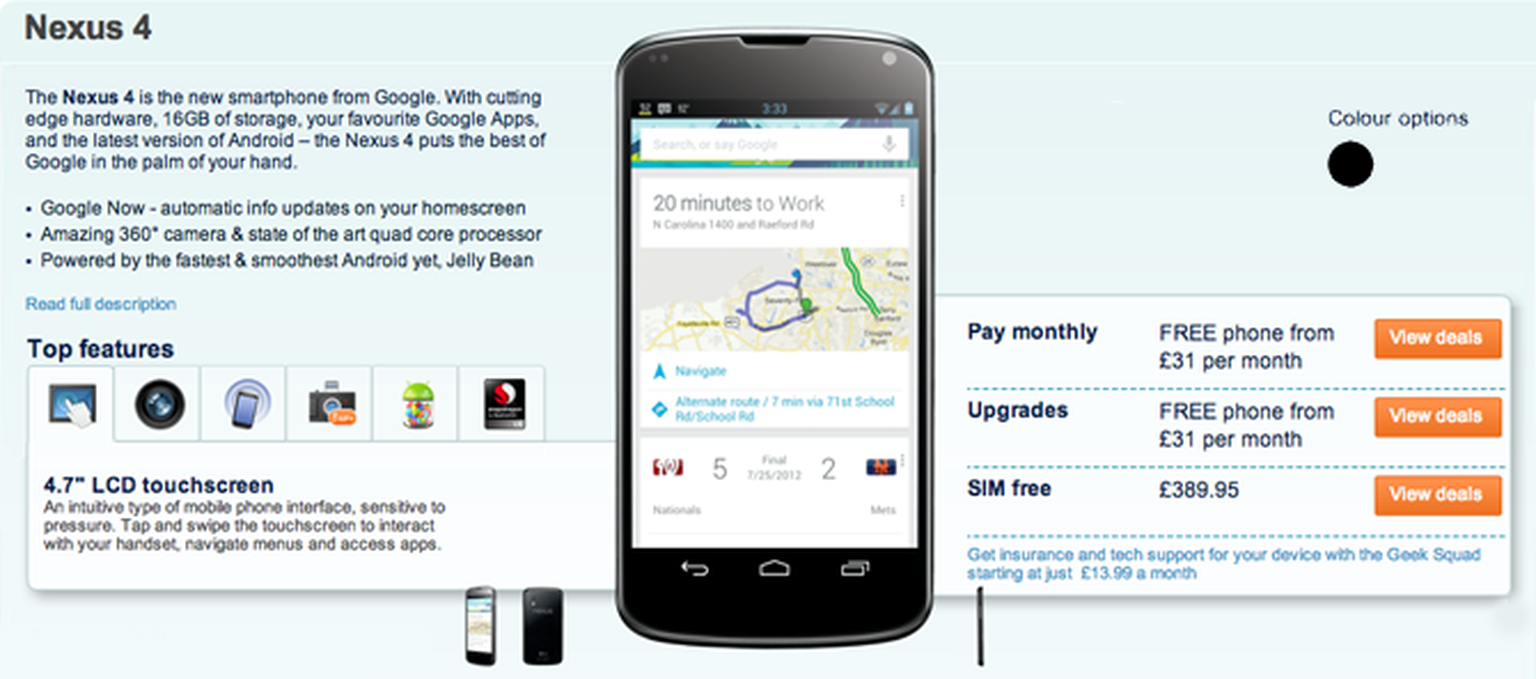 Google Nexus 4: Virgin Media join UK carriers with free handset-based tariffs