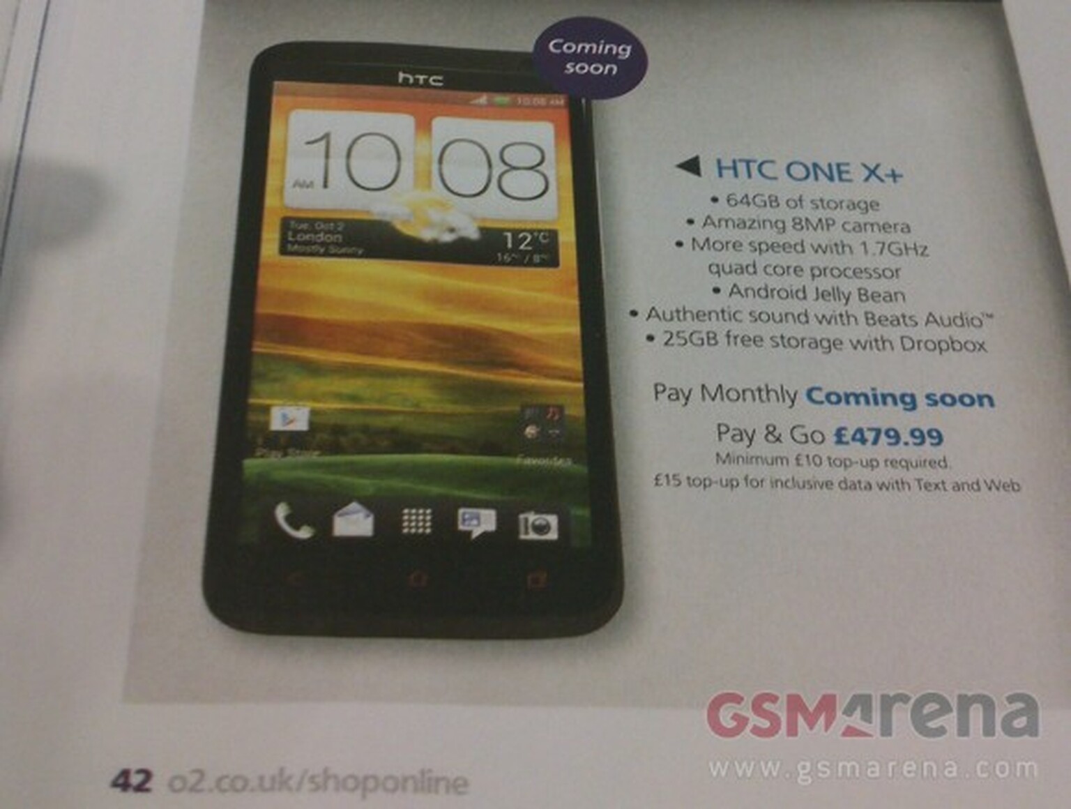HTC One X+ spotted in unreleased O2 brochure
