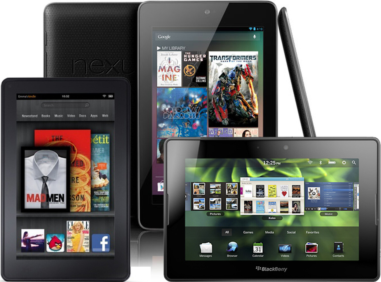 Google Nexus 7 VS Amazon Kindle Fire VS BlackBerry PlayBook