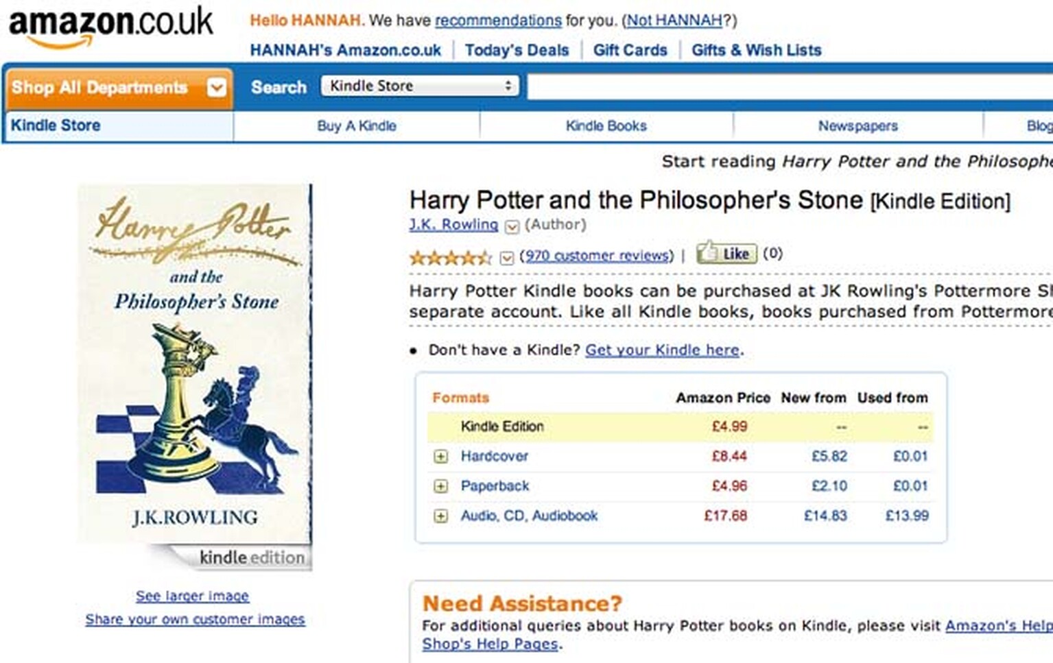 Harry Potter eBooks available for Amazon Kindle and Kindle app