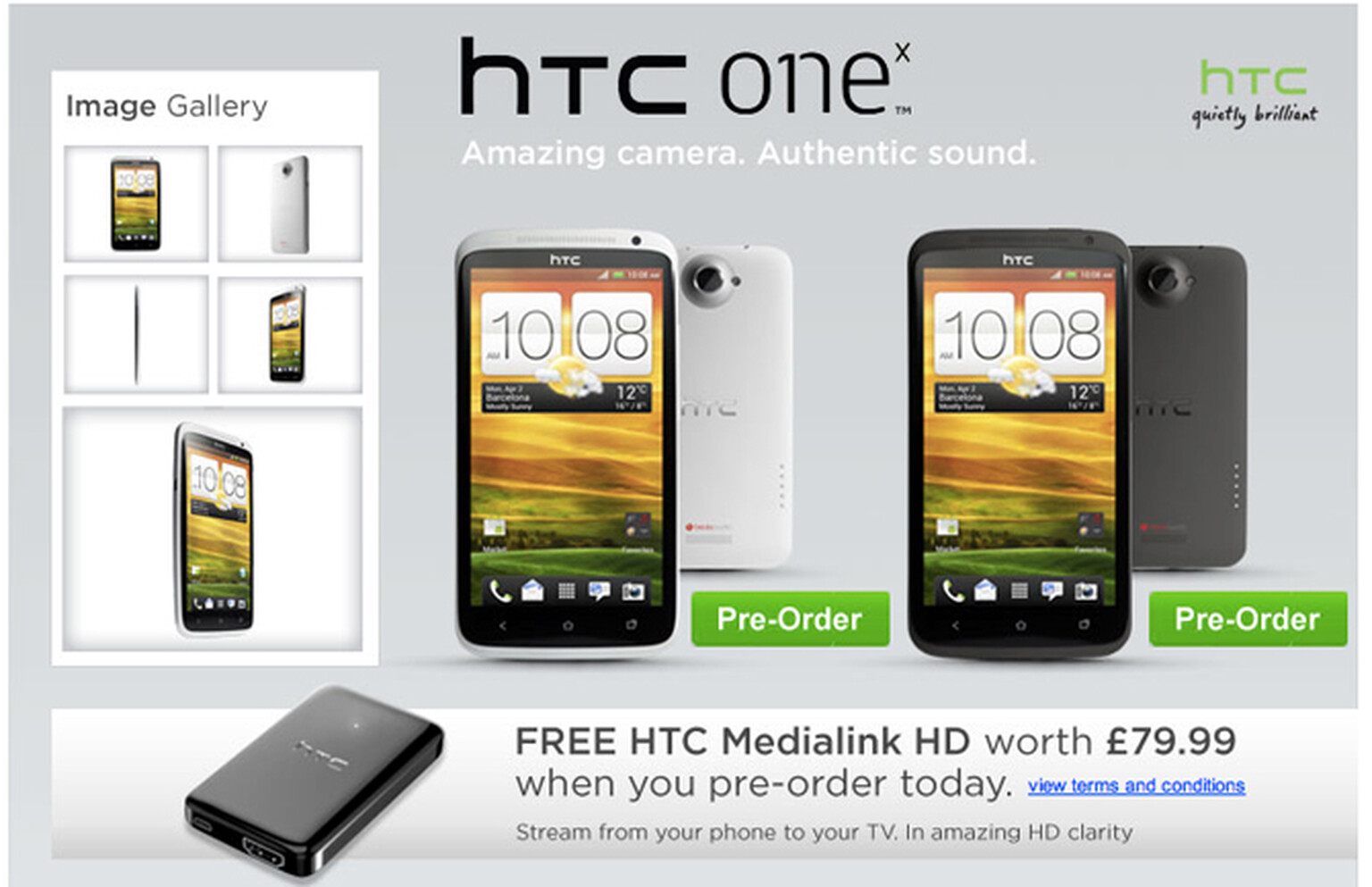 HTC One X and HTC One S with free HTC Media Link HD on Phones 4U