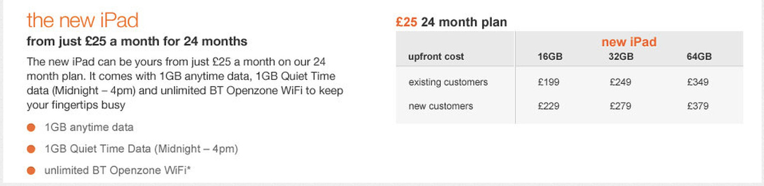 Orange announces new iPad 3 price plans plus iPhone and new iPad bundles