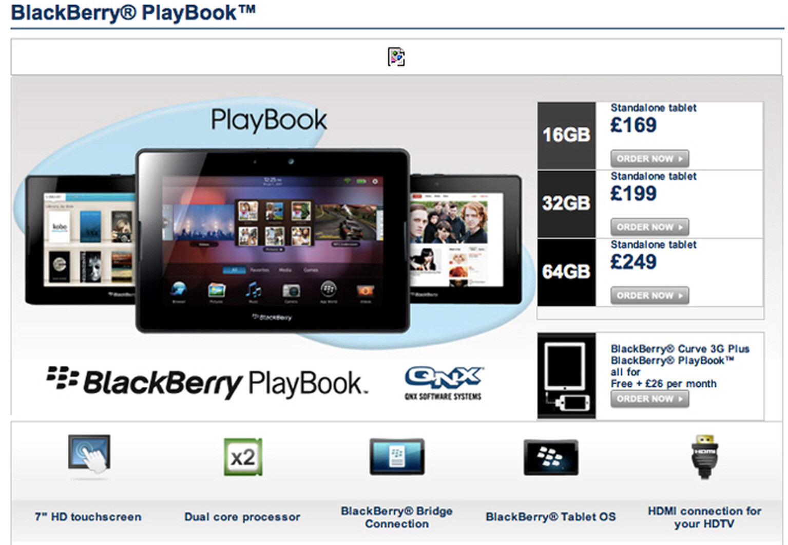 BlackBerry PlayBook price £169 again at Carphone Warehouse
